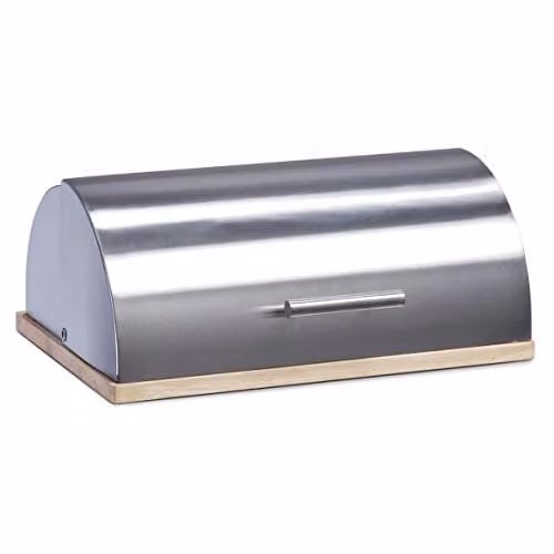 Zeller Broodtrommel Modern Zilver Roestvrij Staal en Hout B: 39 cm, D: 28 cm, H: 16 cm