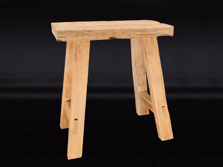Teak krukje voor in de tuin, naturel, B/D/H: 45 x 40 cm