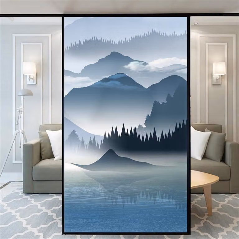 Decoratieve raamfolie met klassiek patroon voor privacy, matglas folie, lijmvrij statisch, 65 x 90 cm