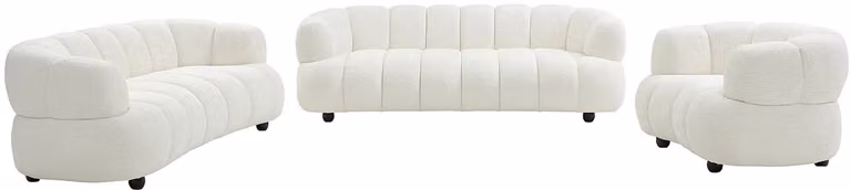 Coliani Bankstel Set met 3-zits, 2-zits en fauteuil in witte boucléstof