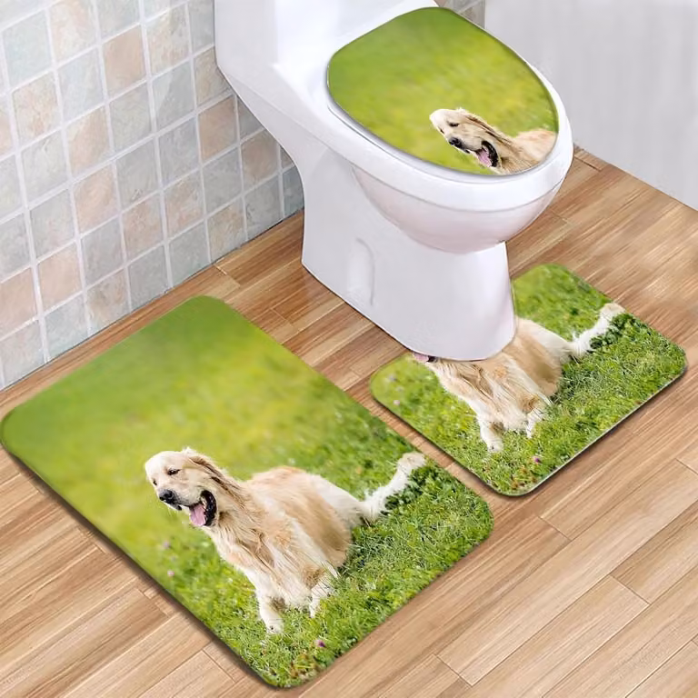 3-delige badkamermat set met dierenprint, Breedte: 45 cm, Lengte: 75 cm