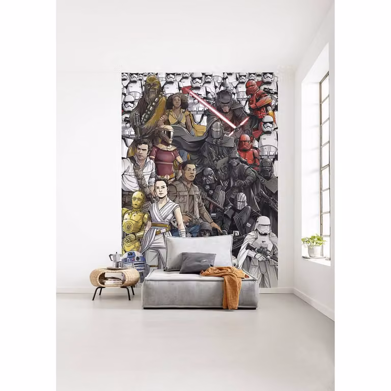 home24 Fotobehang Star Wars Retro Cartoon Multicolour Breedte: 200 cm, Hoogte: 280 cm