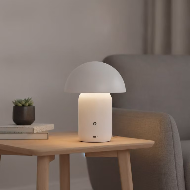 Lyora Design tafellamp Pois oplaadbaar wit met LED en touchbediening, Diameter: 20 cm