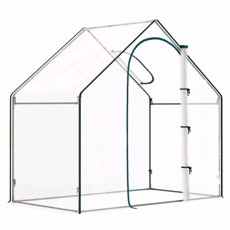 Outsunny foliekas met dakvenster en oprolbare deur, transparant, B: 100 cm, D: 180 cm, H: 168 cm