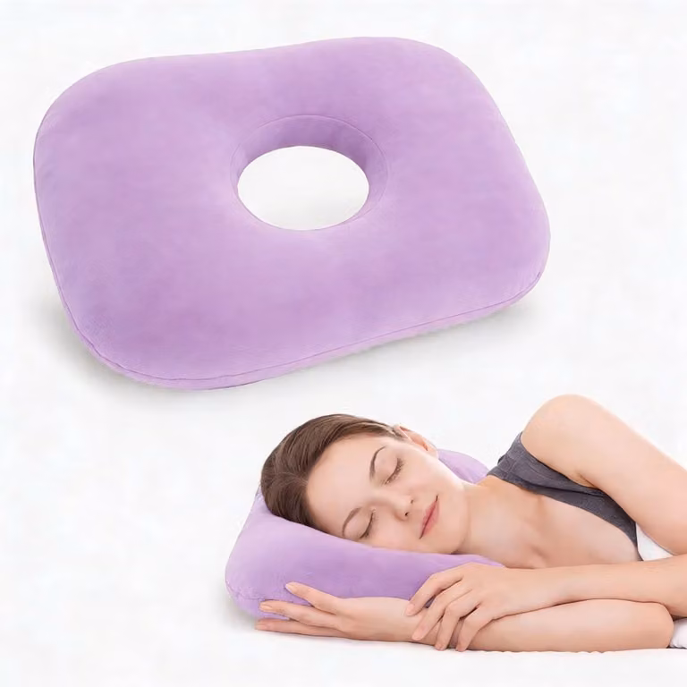 Paars Orthopedisch Oorkussen - Donut Kussen voor Piercing Verzorging en Verlichting van Oorpijn - Ideaal voor Zijslapers