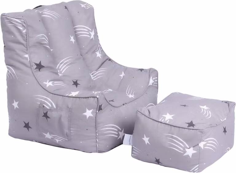 Kinder zitzak fauteuil met poef voor spelen en ontspannen B/D/H: 54 x 45 x 50 cm