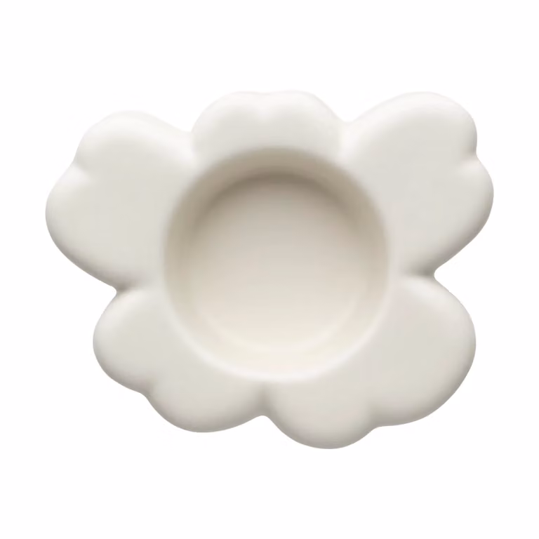 Marimekko Unikko kaarsenhouder voor tealights, Mat wit, 3 x 10 cm