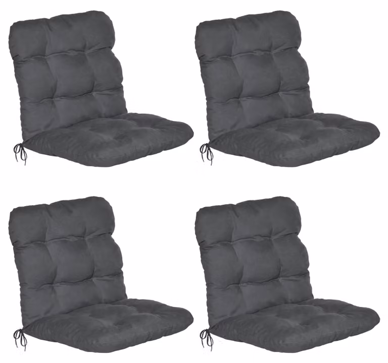 Beautissu Flair NL 4-delige set lage rugleuning kussens met koordsluiting, grafietgrijs, B: 100 cm, D: 50 cm, H: 8 cm