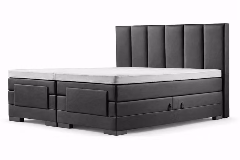 Elektrische Boxspring inclusief verticaal hoofdbord, Antraciet lederlook met plint, B/D: 160 x 210 cm