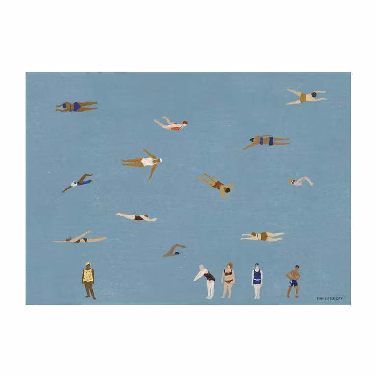 Fine Little Day Swimmers poster Blauw, 50 x 70 cm