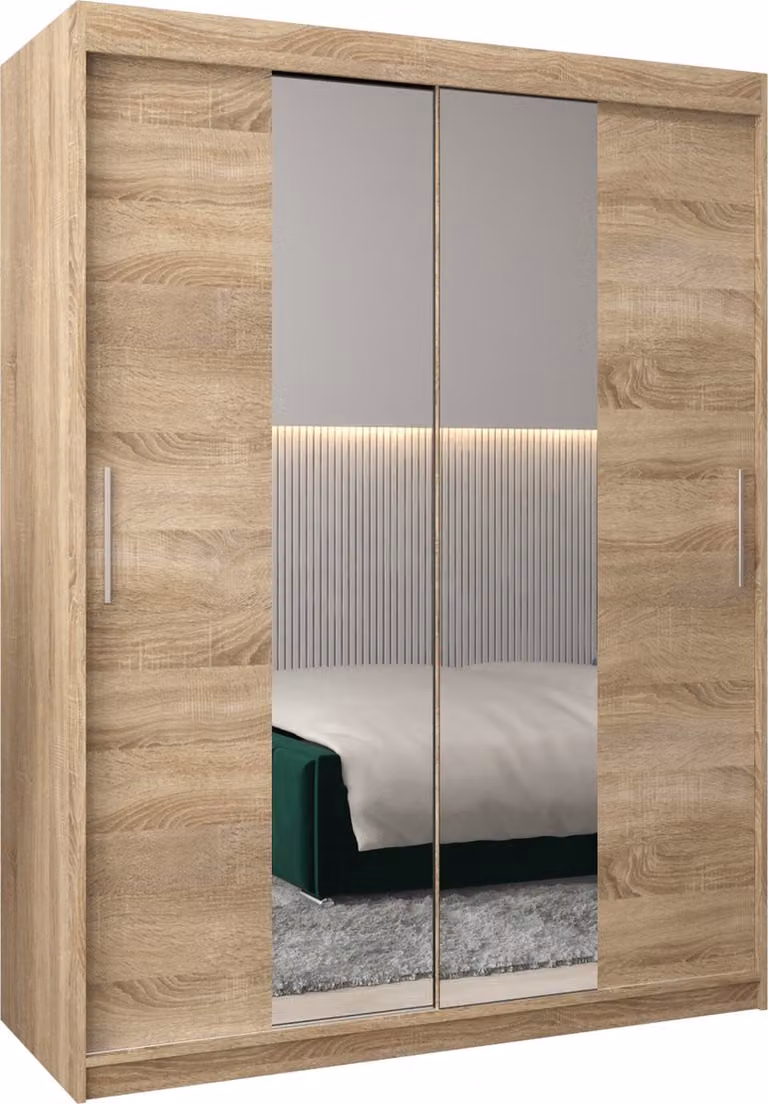 InspireMe TORM I 150 Kledingkast met 2 schuifdeuren en 2 lades in Sonoma Eik, B/D/H: 150 x 62 x 200 cm