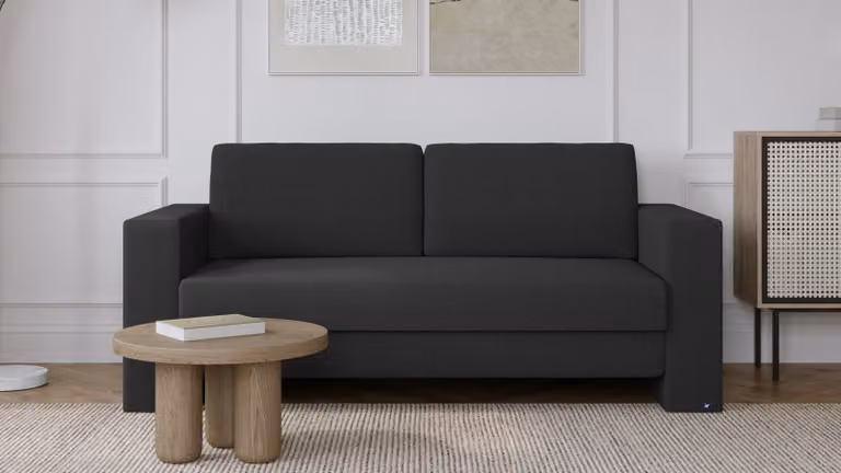 Kubus BRUNO slaapbank antraciet met massief hout en pocketvering 140 cm