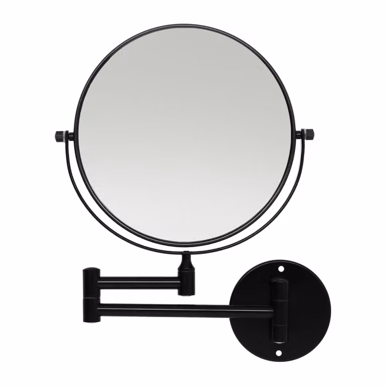 LYVION Make-up spiegel en scheerspiegel van RVS in zwart, wandmontage