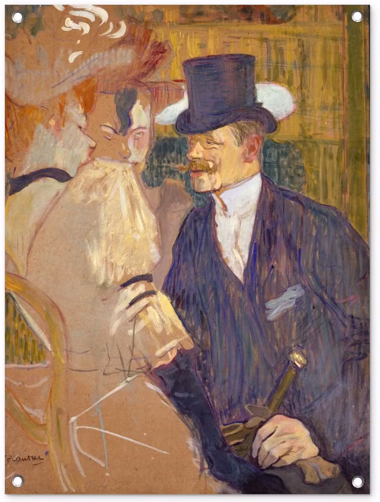 Tuindecoratie The Englishman - Schilderij van Henri de Toulouse-Lautrec - Tuinposter voor buiten - Breedte: 60 cm, Hoogte: 80 cm