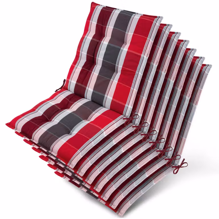 Beautissu set van 7 zonnedekpads Niederlehner rood-anthraciet gestreept B/D/H: 100 x 50 x 8 cm