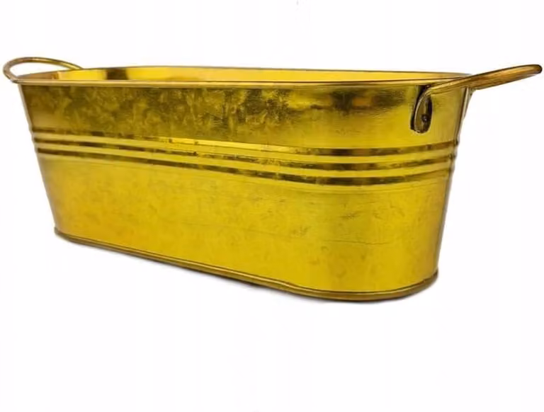 Metalen Bloempot Decoratieve Bak voor Binnenplanten met Handgrepen - Goud - Diameter: 27 cm