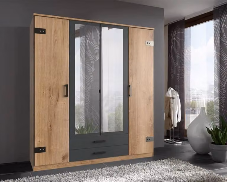 Draaideurkast Arizona met houtlook voor de slaapkamer