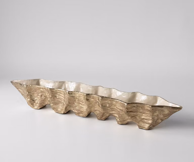 DELIFE Schaal Riffa Handgemaakt Aluminium Champagner Ivory B: 100 cm, D: 19 cm, H: 15 cm