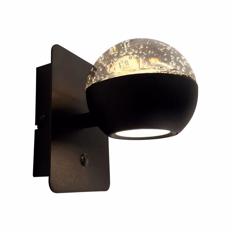 Steinhauer Belluno Led wandlamp zwart met glas - dimbaar