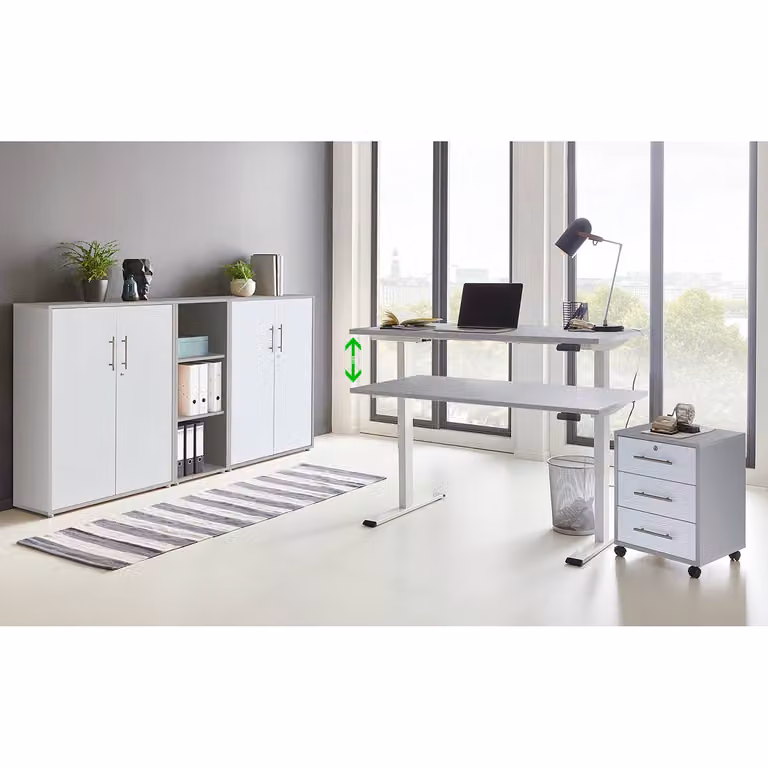 home24 Bureauset XIII 5-delig grijs/wit/mat wit