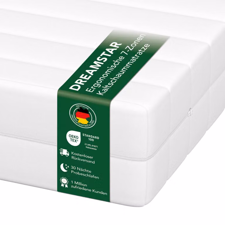 DREAMSTAR Simple Flex Ergonomisch Koudschuimmatras met 7 Zones, Hardheid H2 & H3, 100 x 200 x 17 cm