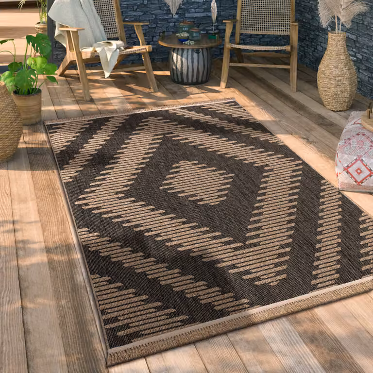 Paco Home Buitentapijt Modern Rechthoekig Polypropyleen voor Terras en Balkon B/D: 160 x 220 cm