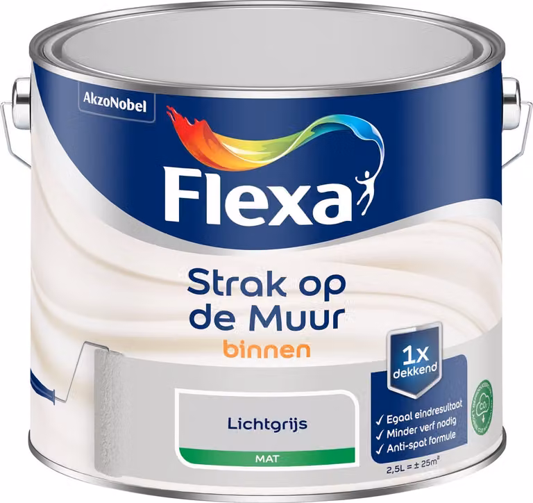 Flexa Strak Op De Muur Binnen Mat - Lichtgrijs - 2,5 l