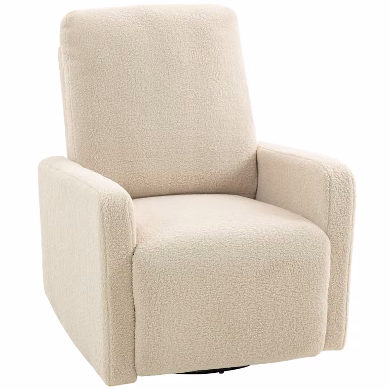 HOMCOM Relaxfauteuil met fleecebekleding en verstelbare rugleuning, Beige