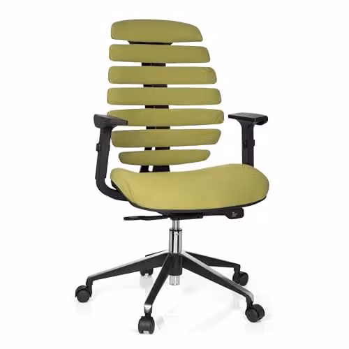 hjh OFFICE 714530 Ergo Line II ergonomische bureaustoel, groen stof, met lendensteun en verstelbare armleuningen
