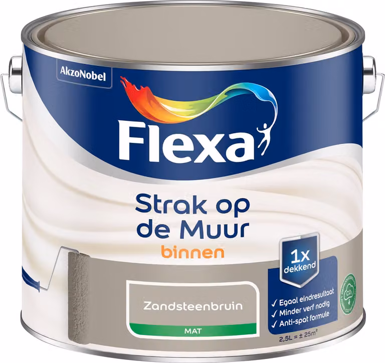 Flexa Strak Op De Muur Binnen Mat - Zandsteenbruin - 2,5 l