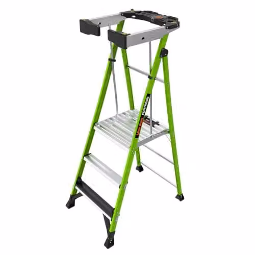 Little Giant Fortress trapladder met 3 treden en platform van glasvezel, Hoogte: 193 cm