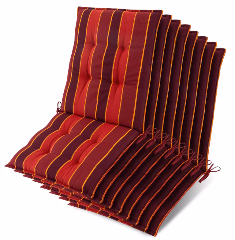 Beautissu set van 8 zonnedekpads Niederlehner rood gestreept B/D/H: 105 x 50 x 8 cm