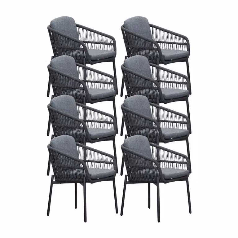 Rico dining tuinstoel set van 8 | aluminium en touw | charcoal | LUX outdoor living