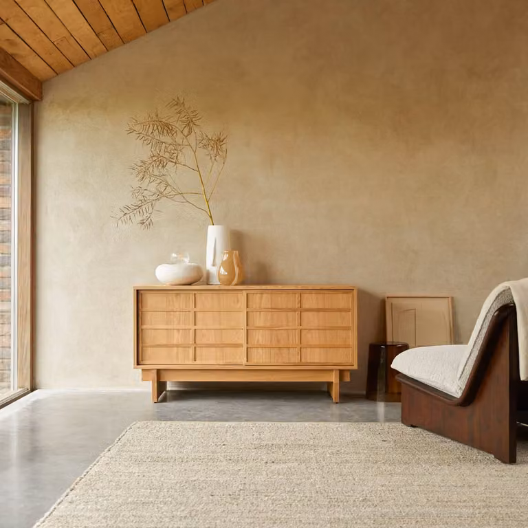 Tikamoon Miu Eikenhouten tv-meubel - Bruin - B: 135 cm, D: 48 cm, H: 70 cm