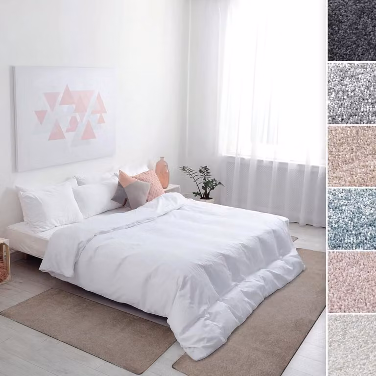 3-delige beige tapijtloper set met antislip rug voor bedomranding en slaapkamer decoratie