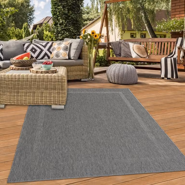 Teppich-Traum Klassiek Sisal Tapijt met Antracietkleurige Rand, Breedte: 160 cm, Lengte: 220 cm