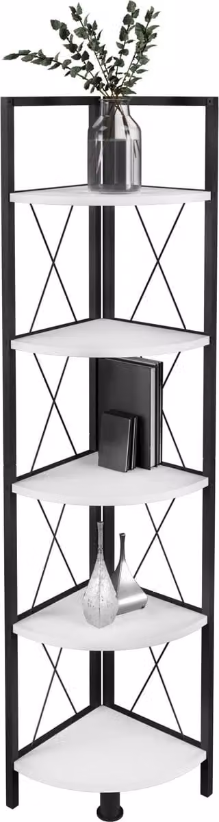 Insasi VCM Hoekplank met Achterpaneel voor Decoratie en Boeken, Hout en Metaal