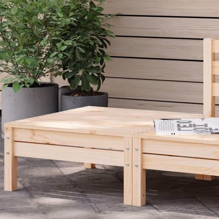 Houten Voetenbank Outdoor Poef van Massief Grenenhout - Natuurlijk - B/D/H: 66 x 23 x 10 cm