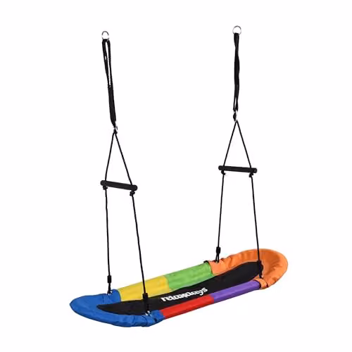 Relaxdays ovale nestschommel voor kinderen en volwassenen, multicolor, B: 123 cm, D: 45 cm