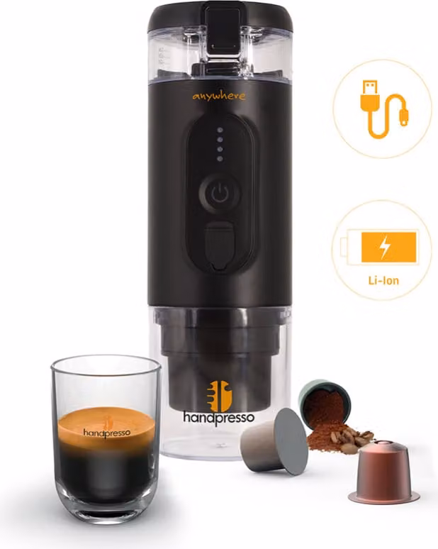 Handpresso E-Presso koffiezetapparaat voor capsules en gemalen koffie, zwart, 0,06 liter