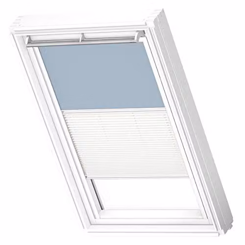 VELUX Verduisterend Rolgordijn Plissé, Lichtblauw met Witte Geleiders, PK06
