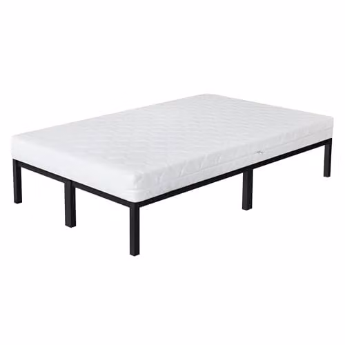 ML-Design metalen eenpersoonsbed zwart met matras en lattenbodem B/D: 120 x 200 cm, Matras H: 16 cm