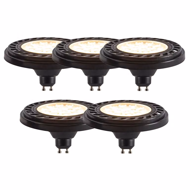 Set van 5 LUEDD GU10 LED lampen AR111 8W 700 lm 2700K warm wit 3-staps dimbaar