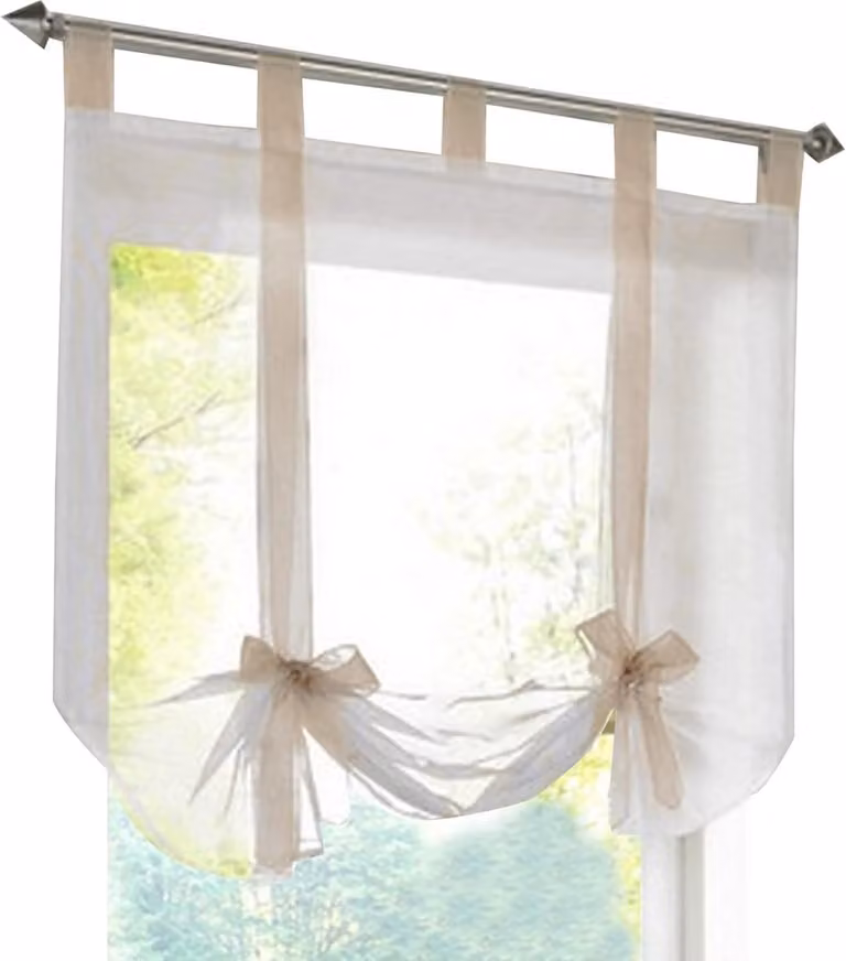 Vouwgordijn met lussen transparant zand B: 80 cm, H: 120 cm