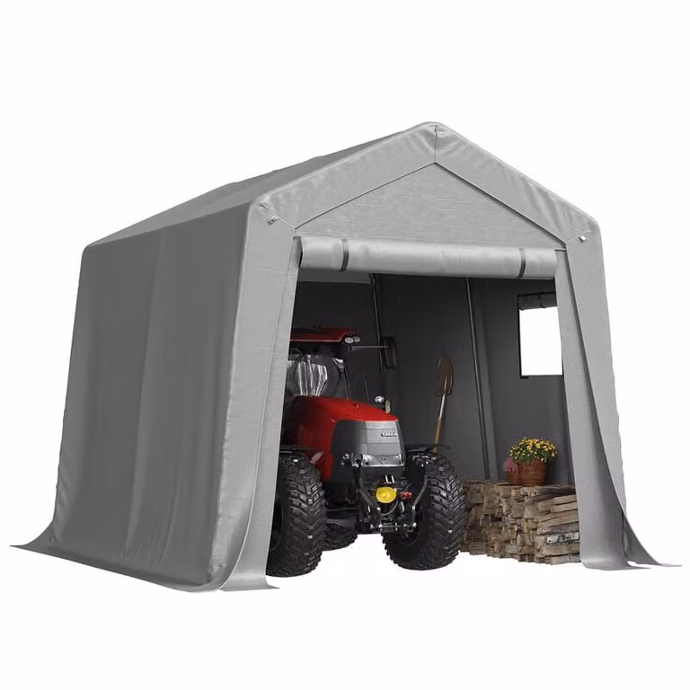 AOXUN A-Frame Soft Top Carport met Zijpanelen, Waterdichte Heavy Duty Auto Canopy Garage Schutting, Grijs, 3 x 3 m