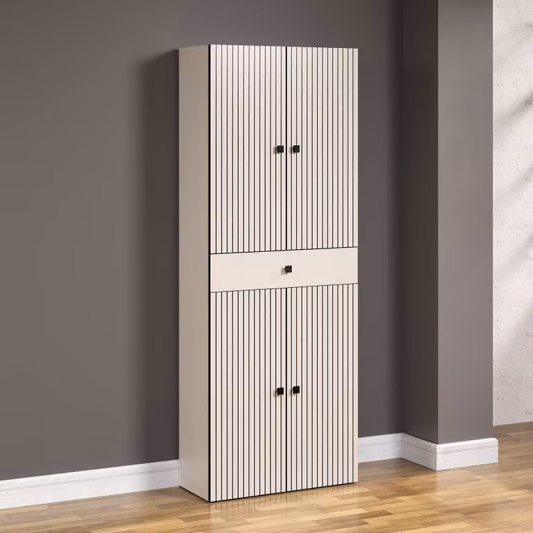 PureBliss kolomkast met deuren en laden in grijs en beige, B: 31 cm, H: 188 cm