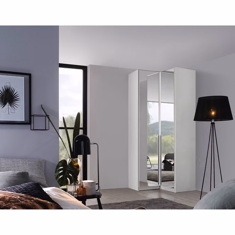 home24 Hoekkast Alabama type B, wit/alpinewit/grijs, Hoogte: 229 cm