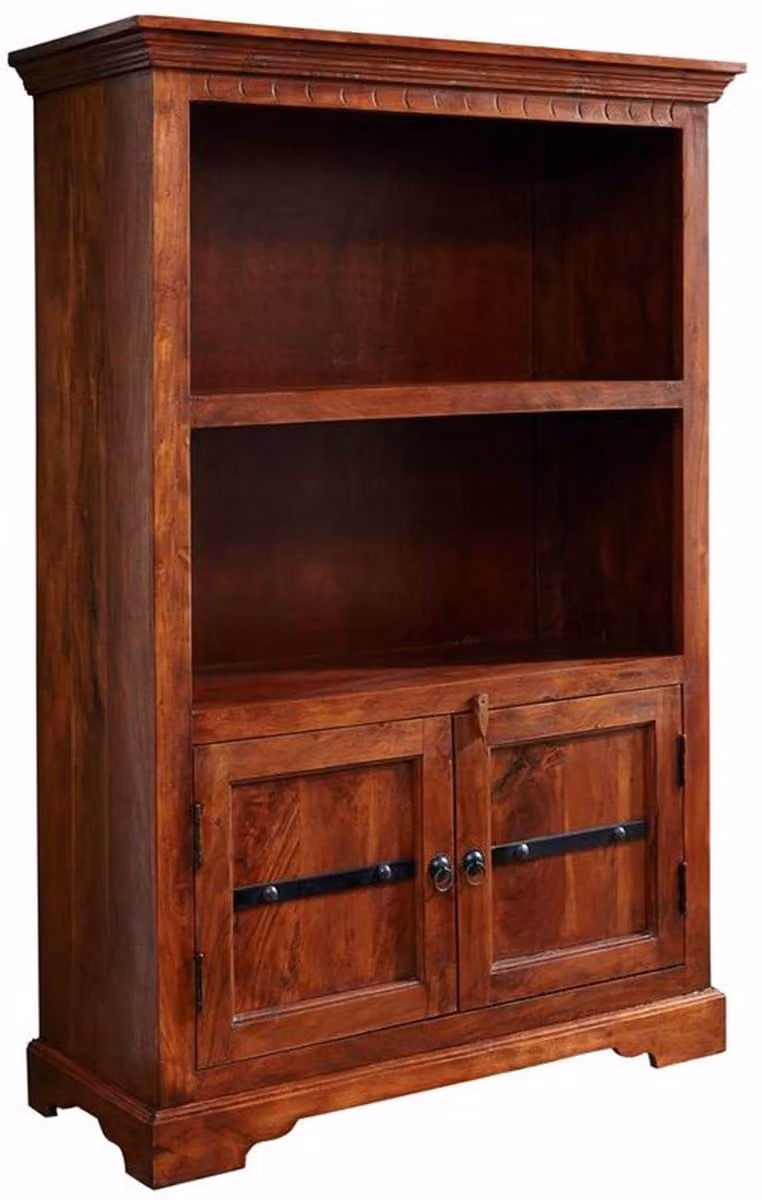 MASSIVMOEBEL24 OXFORD open kast van massief acacia hout, donkerbruin, B: 98 cm, D: 40 cm, H: 148 cm