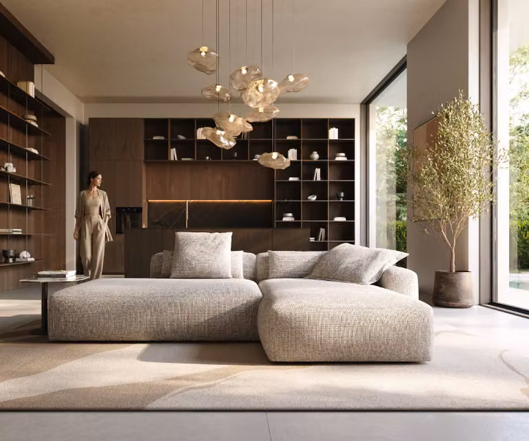 DELIFE Hoekbank Freestyle L-vormig, Beige, B: 310 cm x D: 200 cm