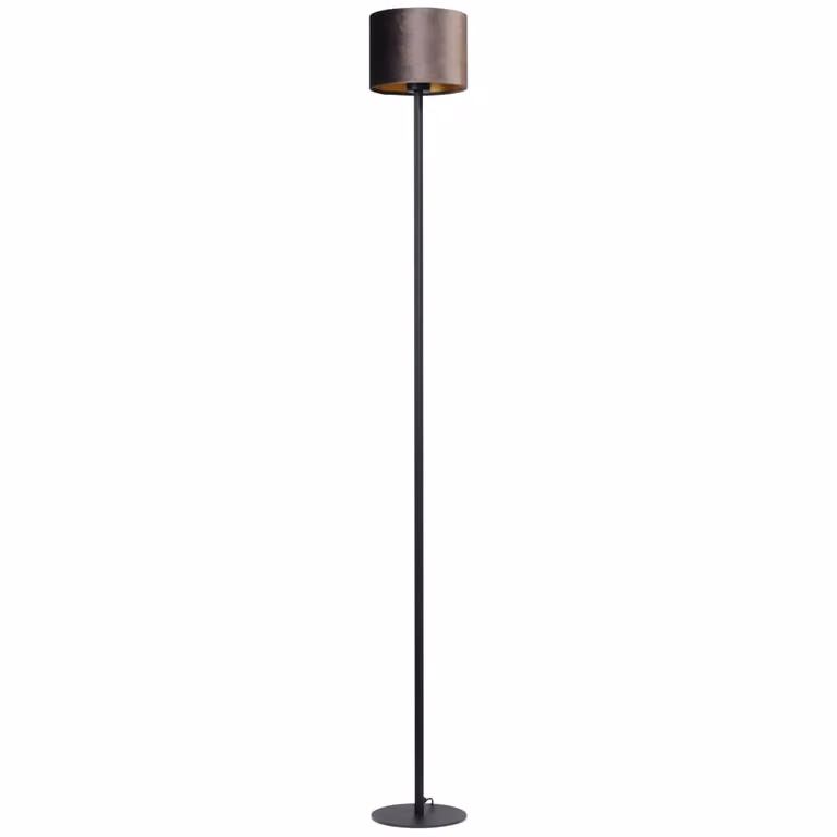 Masterlight Venus vloerlamp met bruine stoffen lampenkap en zwart metalen voet, Hoogte: 175 cm